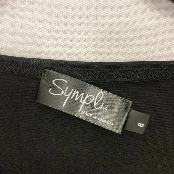 Sympli Black Two Tone Crew Neck Button Detail Stretch Pullover Top size 8 - Picture 2 of 9